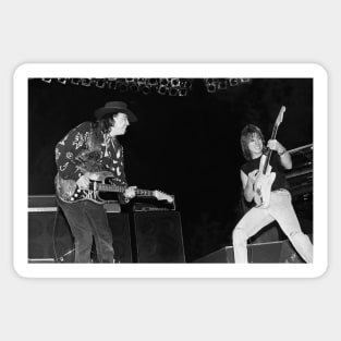 Stevie Ray Vaughan and Jeff Beck BW Photograph Sticker